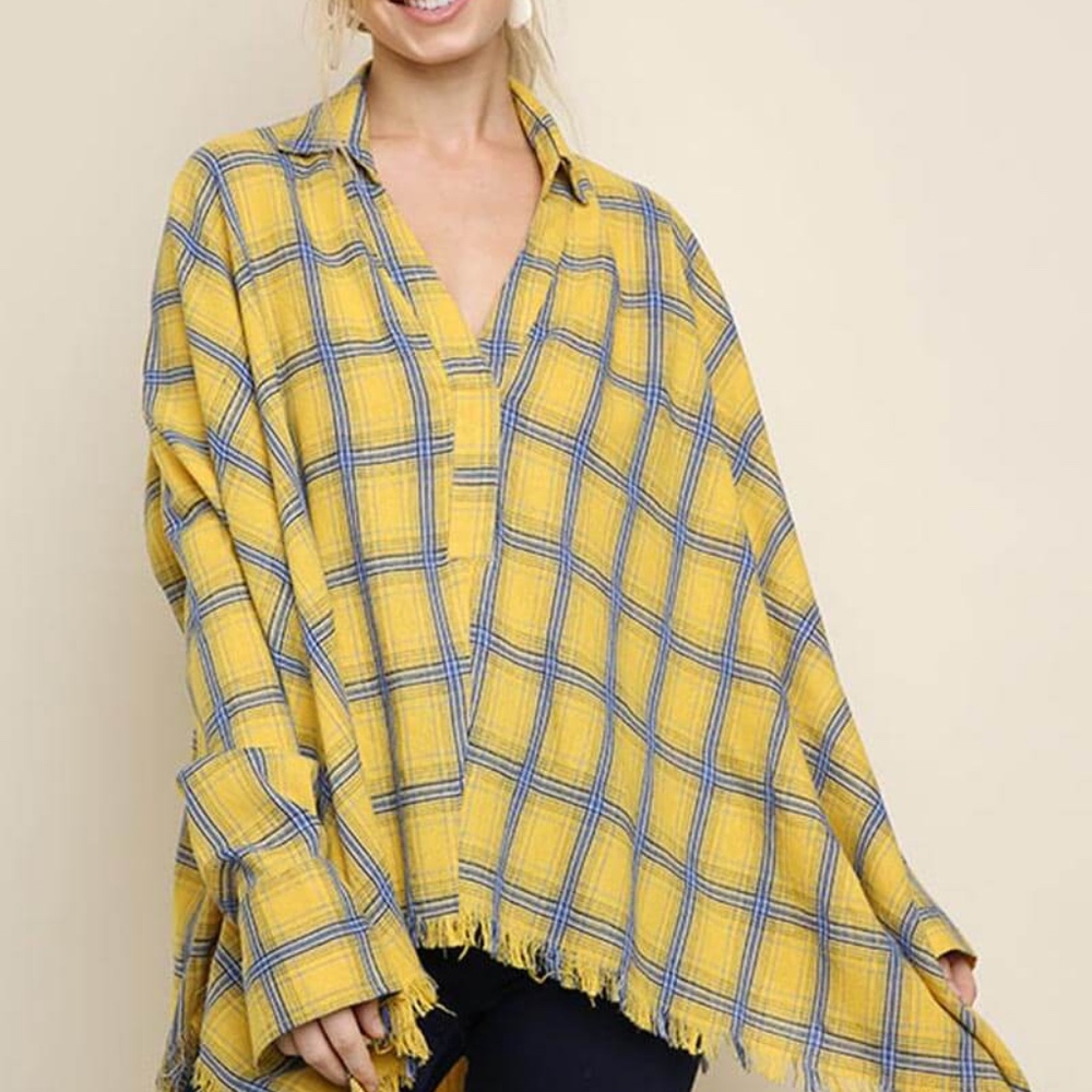 Cam Yellow Plaid Long Sleeve Top